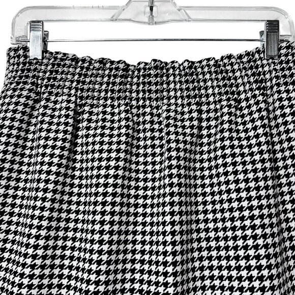 J Crew Black White Houndstooth Elastic Waist A-Line Skirt Lined NWT 8 Wool Blend - Picture 3 of 10